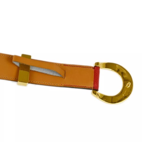 Hermes Red Courchevel Belt #70 Small Good - Picture 4 of 8